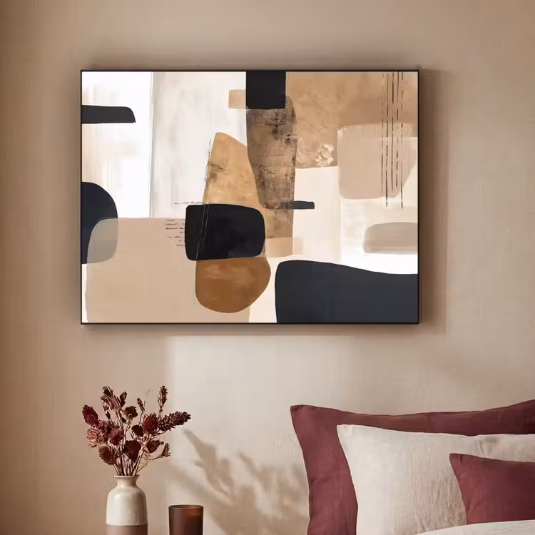 Vlakken - Abstract - Zwart - Strepen Textielframe zwart klein -sfeer1