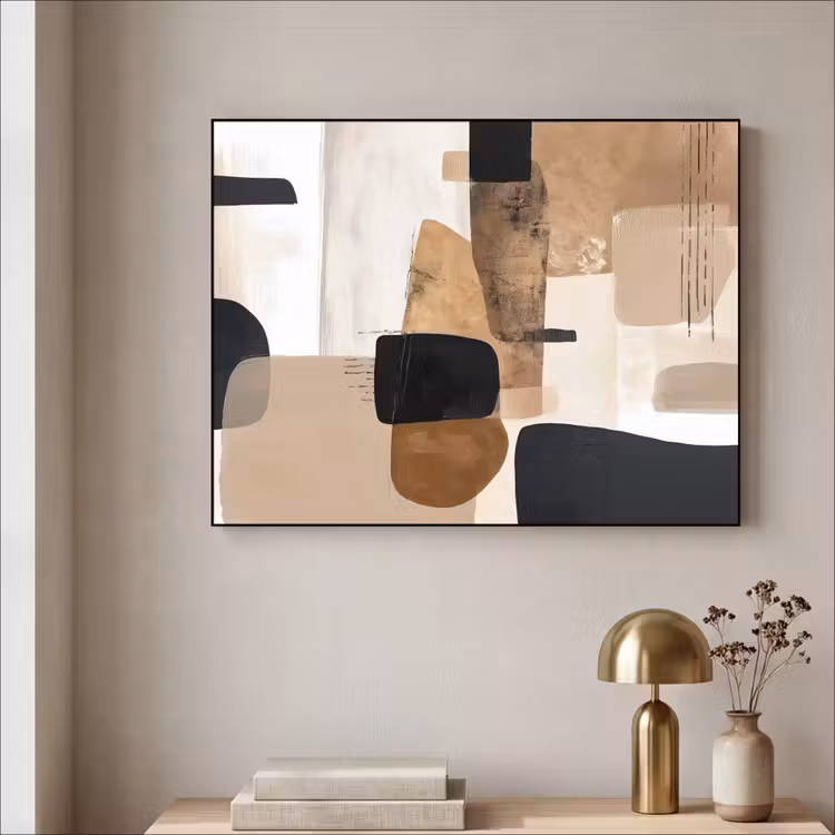 Vlakken - Abstract - Zwart - Strepen Textielframe zwart klein -sfeer2
