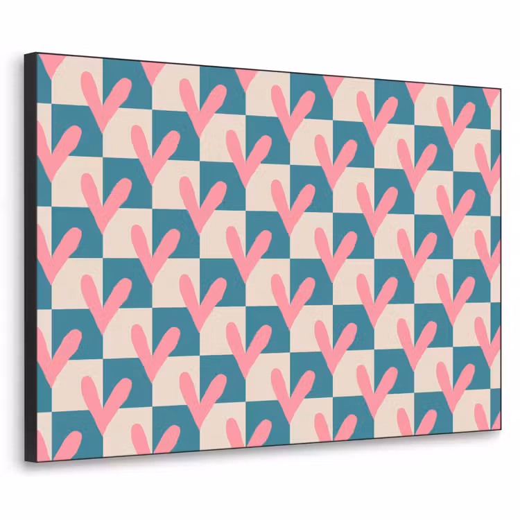 Vlakken - Hartjes - Patroon - Retro Textielframe zwart klein 947 -3d