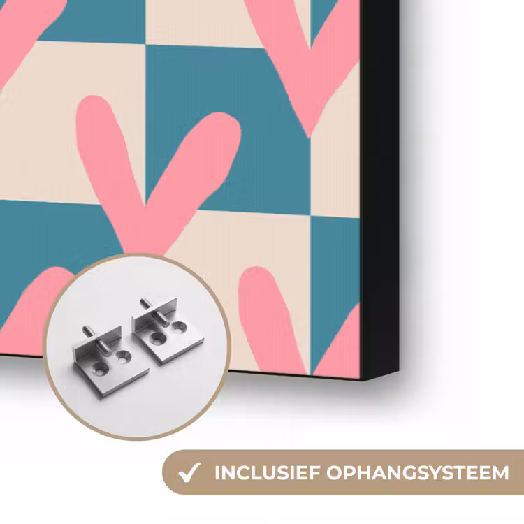 Vlakken - Hartjes - Patroon - Retro Textielframe zwart klein 947 -USP_ophangsysteemNL