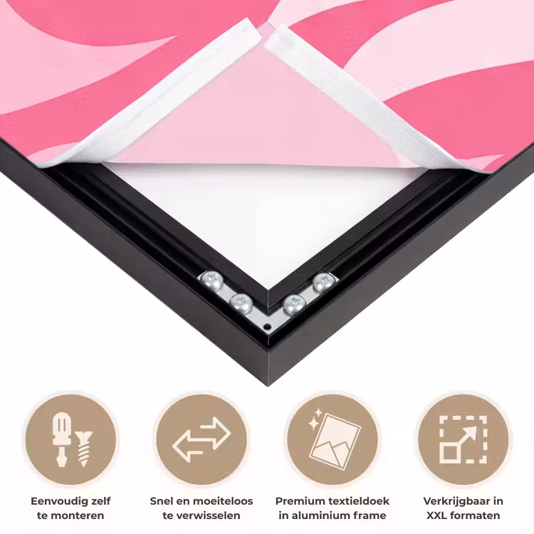 Vlammen - Patroon - Abstract - Modern - Roze Textielframe zwart klein -USP_closeupNL