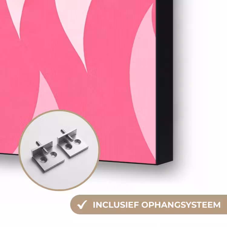 Vlammen - Patroon - Abstract - Modern - Roze Textielframe zwart klein -USP_ophangsysteemNL