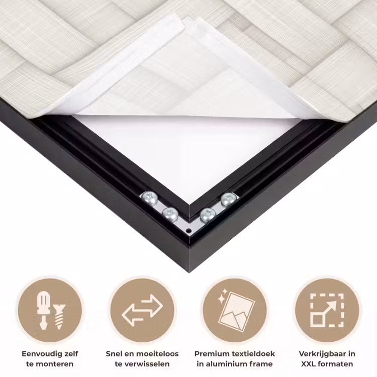 Vlechtwerk - Banen - Beige Textielframe zwart klein 947 -USP_closeupNL