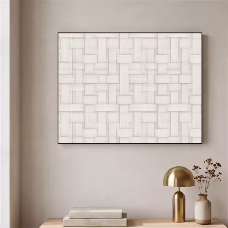 Vlechtwerk - Banen - Beige Textielframe zwart klein 947 -sfeer2