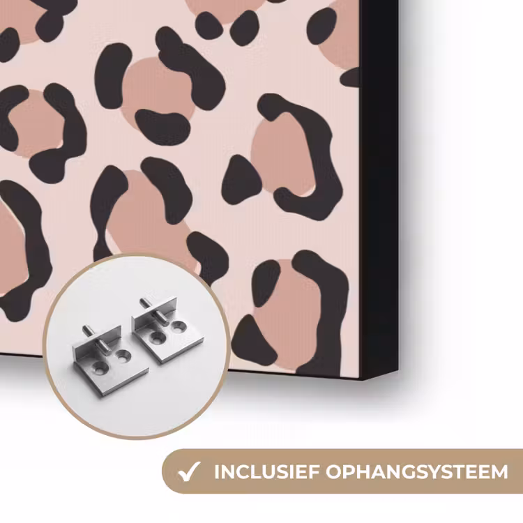 Vlekken - Beige - Luipaard Textielframe zwart klein 947 -USP_ophangsysteemNL