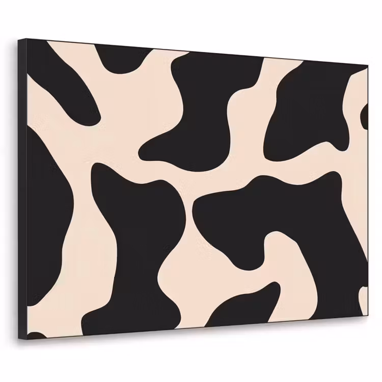 Vlekkenpatroon - Koe - Beige Textielframe - compleet frame klein -3d