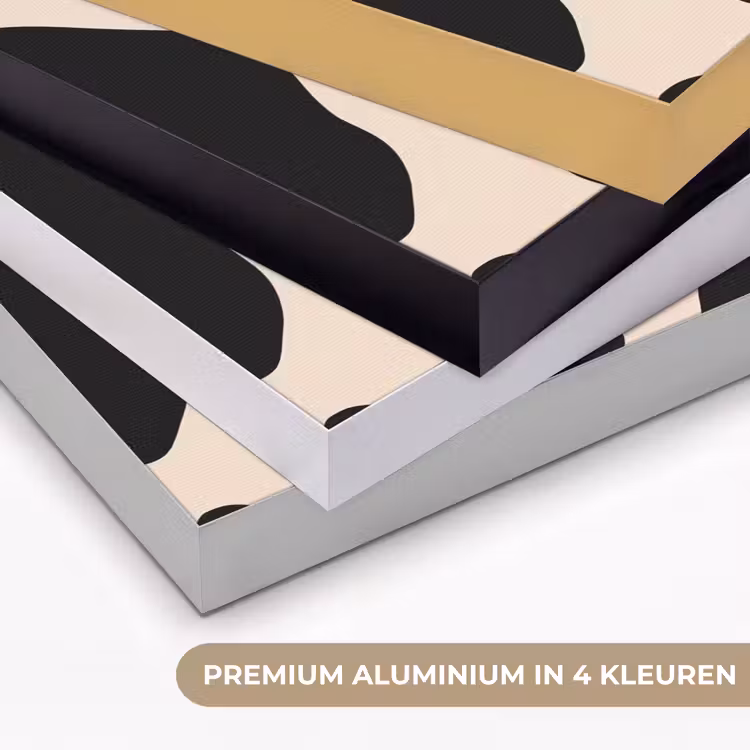 Vlekkenpatroon - Koe - Beige Textielframe zwart klein -USP_kleurenNL