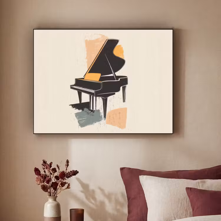 Vleugel - Zwart - Abstract - Illustratie Textielframe - compleet frame klein -sfeer1