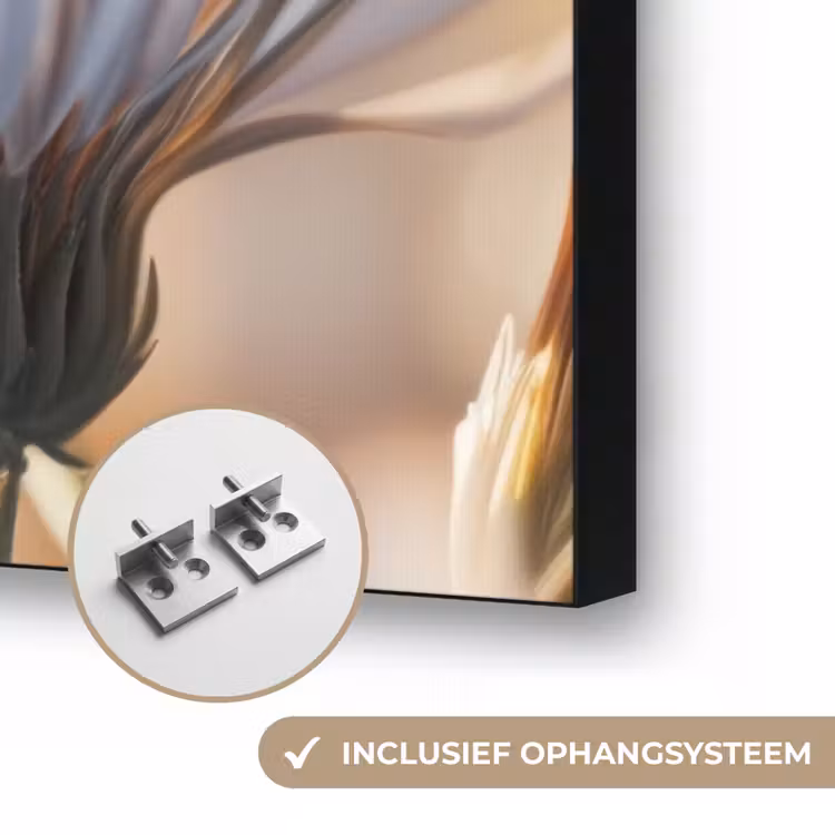Vlinder - Bloem - Oranje Textielframe zwart klein -USP_ophangsysteemNL