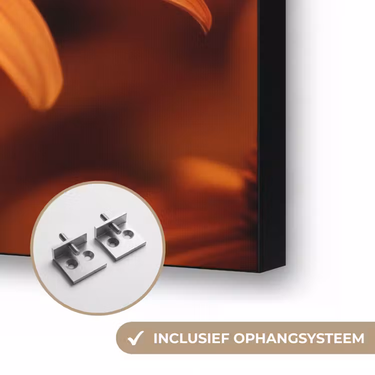 Vlinder - Bloemen - Oranje Textielframe zwart klein -USP_ophangsysteemNL