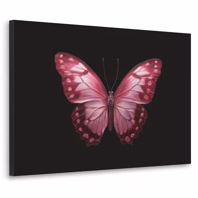 Vlinder - Fuchsia - Grafisch Textielframe zwart klein -3d