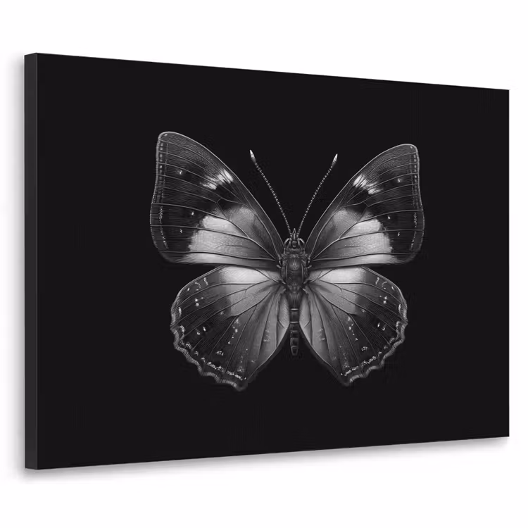 Vlinder - Grijs - Mysterieus Textielframe - compleet frame klein -3d