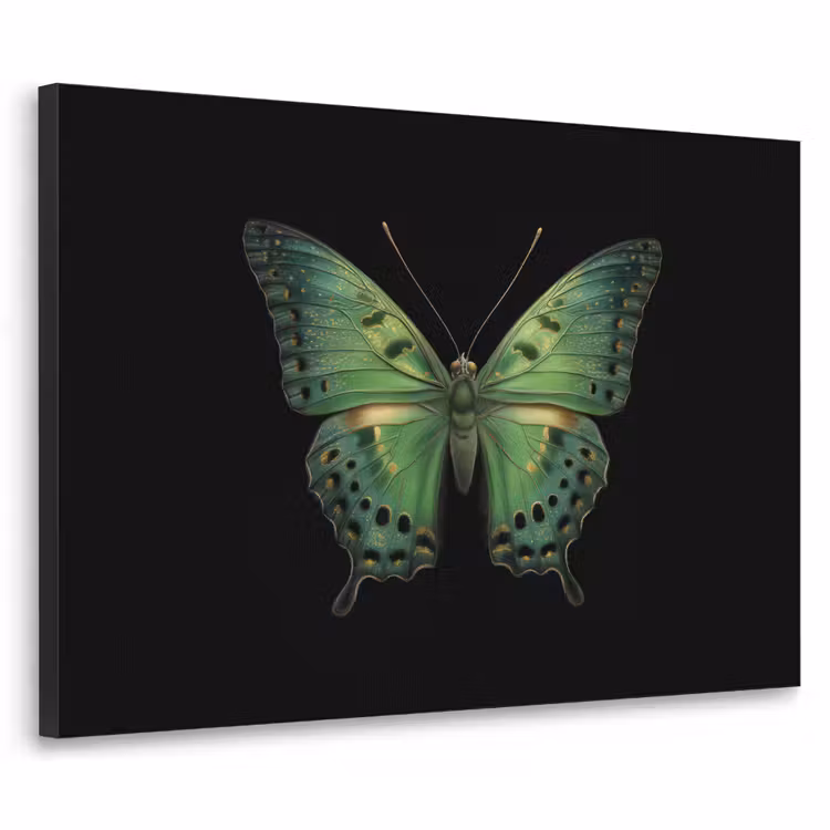 Vlinder - Groen - Diepte Textielframe zwart klein -3d