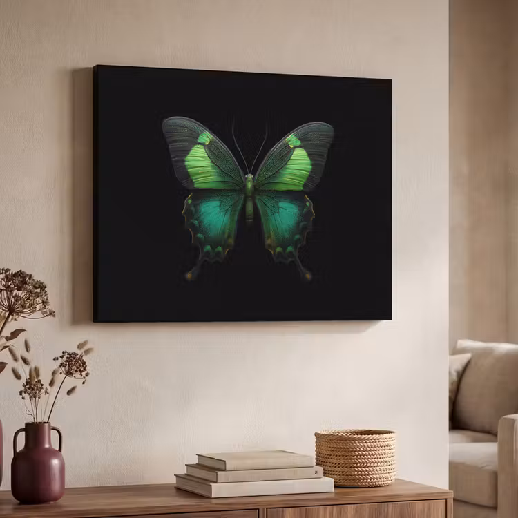 Vlinder - Groen - Opvallend Textielframe - compleet frame klein -sfeer3