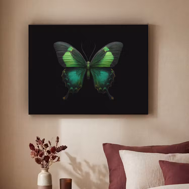 Vlinder - Groen - Opvallend Textielframe - compleet frame klein -sfeer1