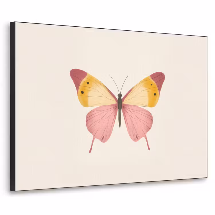 Vlinder - Illustratie - Roze Textielframe - compleet frame klein -3d