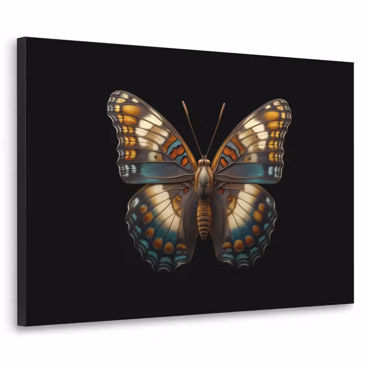 Vlinder - Kleurrijk - mozaïekachtig Textielframe zwart klein -3d