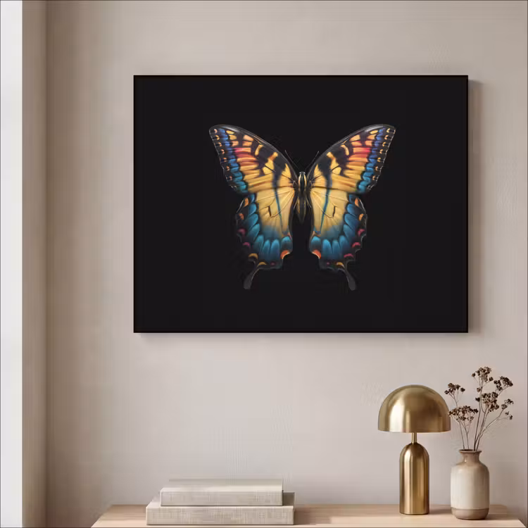 Vlinder - Kleurrijk - Speels Textielframe zwart klein -sfeer2