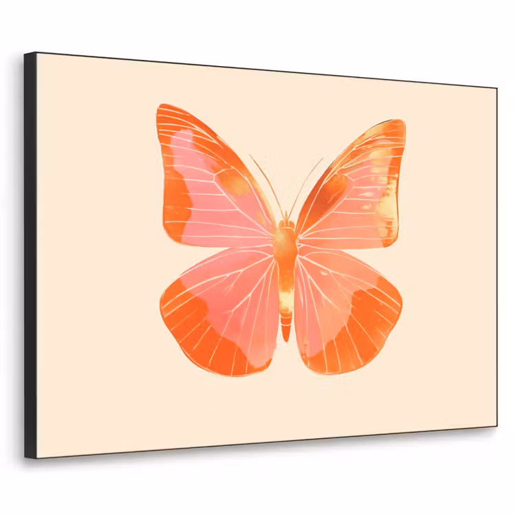 Vlinder - Minimalistisch - Roze Textielframe zwart klein -3d