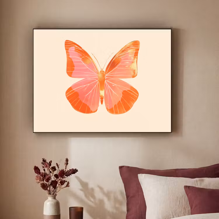 Vlinder - Minimalistisch - Roze Textielframe zwart klein -sfeer1