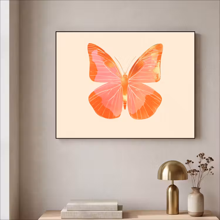 Vlinder - Minimalistisch - Roze Textielframe - compleet frame klein -sfeer2