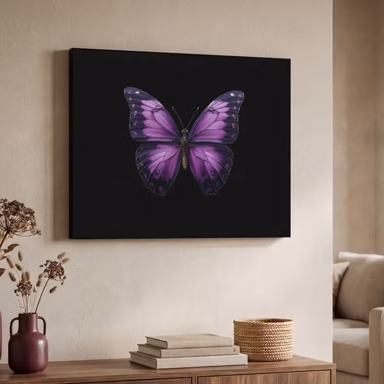 Vlinder - Paars - Levendig Textielframe - compleet frame klein -sfeer3