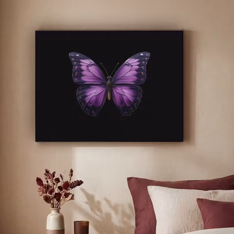 Vlinder - Paars - Levendig Textielframe - compleet frame klein -sfeer1
