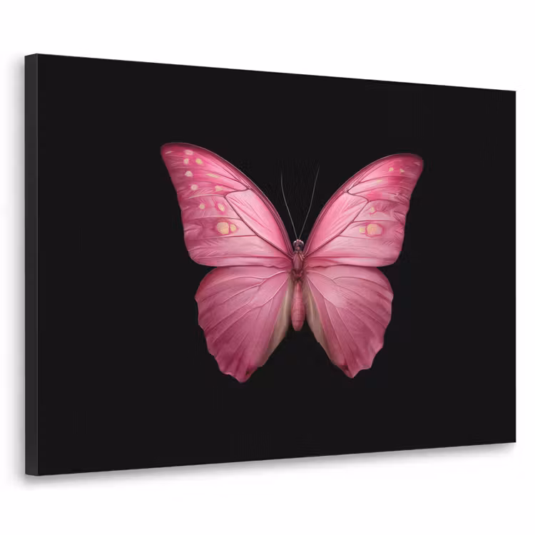 Vlinder - roze - Elegant Textielframe - compleet frame klein -3d