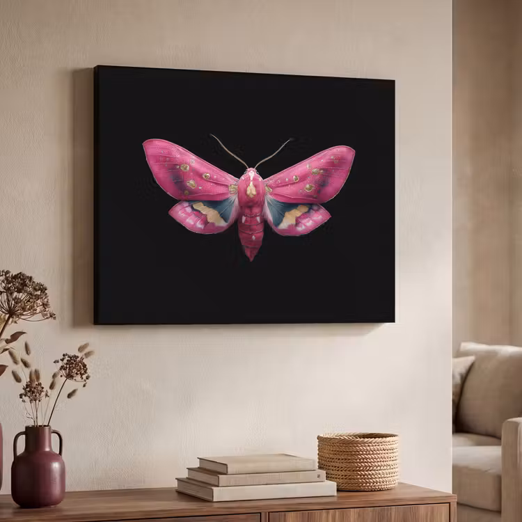 Vlinder - Roze - Nachtvlinder Textielframe - compleet frame klein -sfeer3