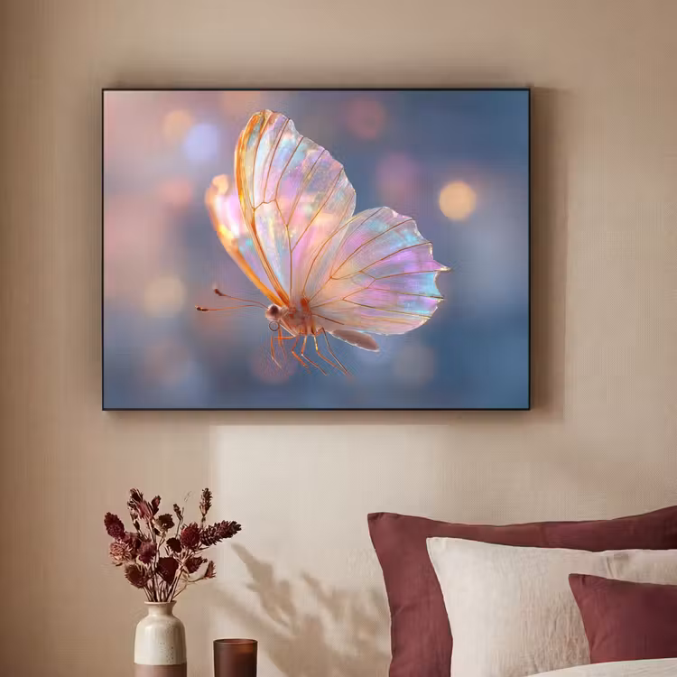 Vlinder - Vleugels - Pastel - Glinstering Textielframe zwart klein -sfeer1