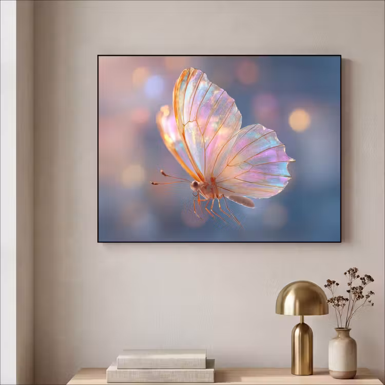 Vlinder - Vleugels - Pastel - Glinstering Textielframe - compleet frame klein -sfeer2