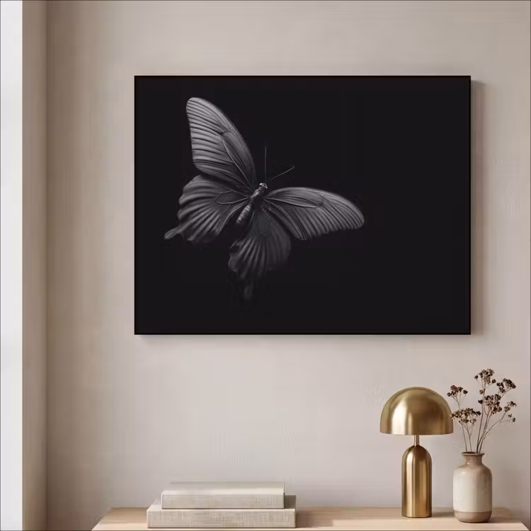 Vlinder - Zwart - Insect - Dieren Textielframe - compleet frame klein -sfeer2
