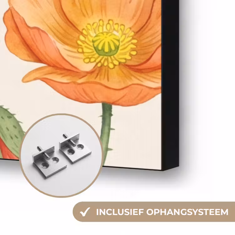 Vlinders - Klaprozen - Illustratie - Kleurrijk Textielframe zwart klein -USP_ophangsysteemNL
