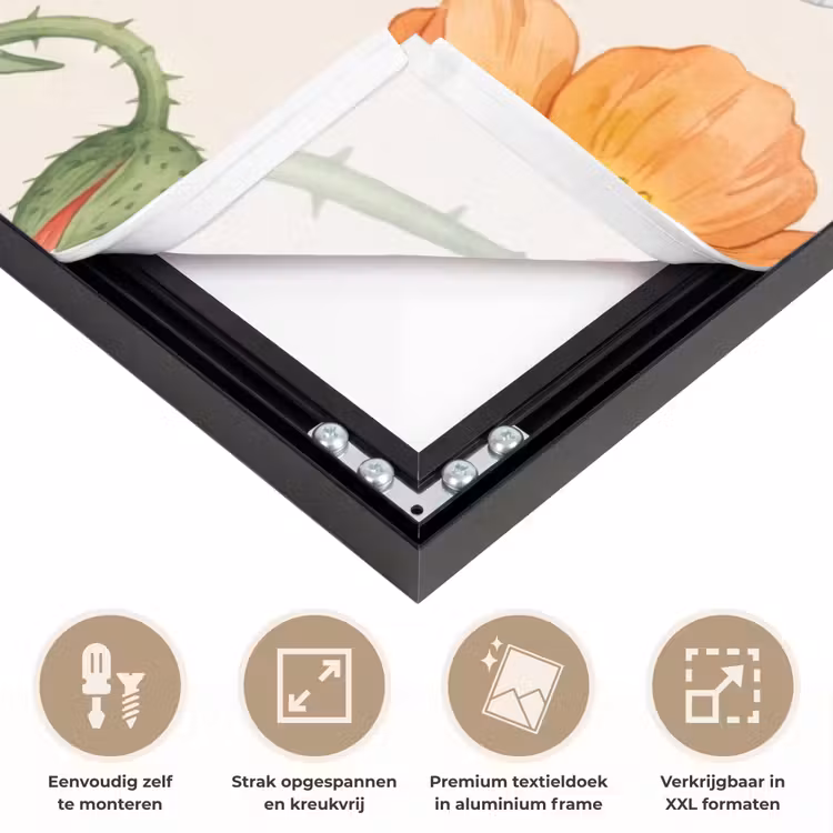 Vlinders - Klaprozen - Illustratie - Kleurrijk Textielframe zwart klein -USP_feed_closeupNL