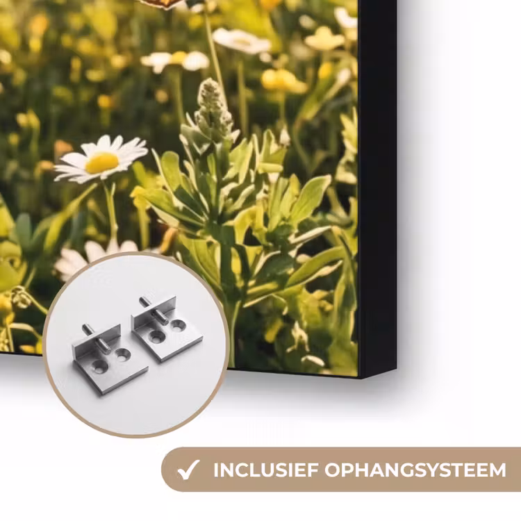 Vlinders - Waterval - Bloemenveld Textielframe zwart klein -USP_ophangsysteemNL