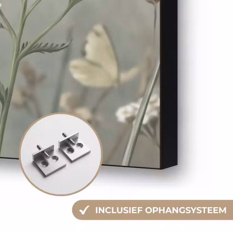 Vlinders - Wildbloemen - Illustratie - Kleurrijk Textielframe zwart klein -USP_ophangsysteemNL