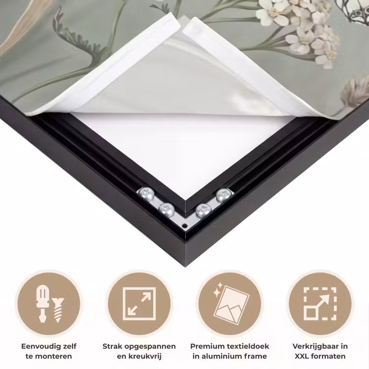 Vlinders - Wildbloemen - Illustratie - Kleurrijk Textielframe zwart klein -USP_feed_closeupNL