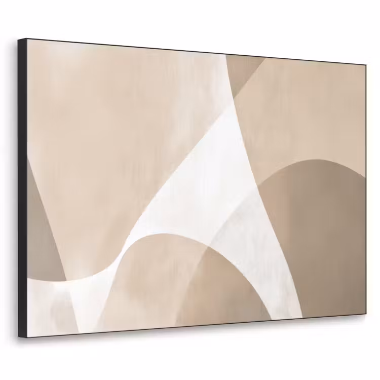 Vloeiende vlakken - Harmonieus - Golvend Textielframe zwart klein -3d