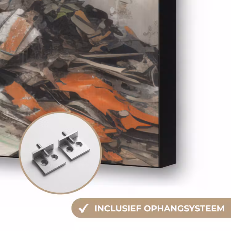 Voetbal - Muur - Zwart - Wit Textielframe zwart klein -USP_ophangsysteemNL