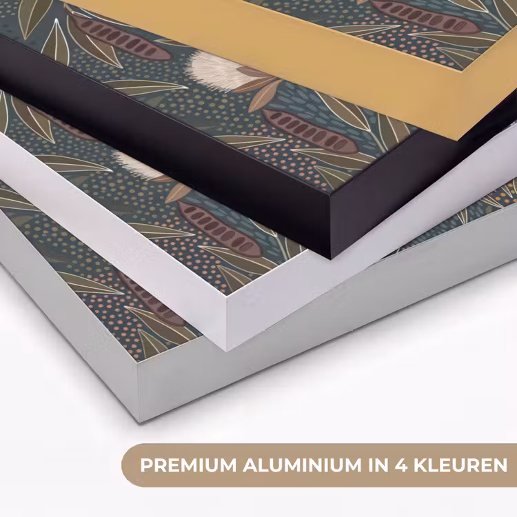 Vogel - Bladeren - Natuur - Illustratie - Groen Textielframe zwart klein -USP_kleurenNL