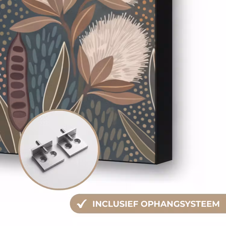 Vogel - Bladeren - Natuur - Illustratie - Groen Textielframe zwart klein -USP_ophangsysteemNL