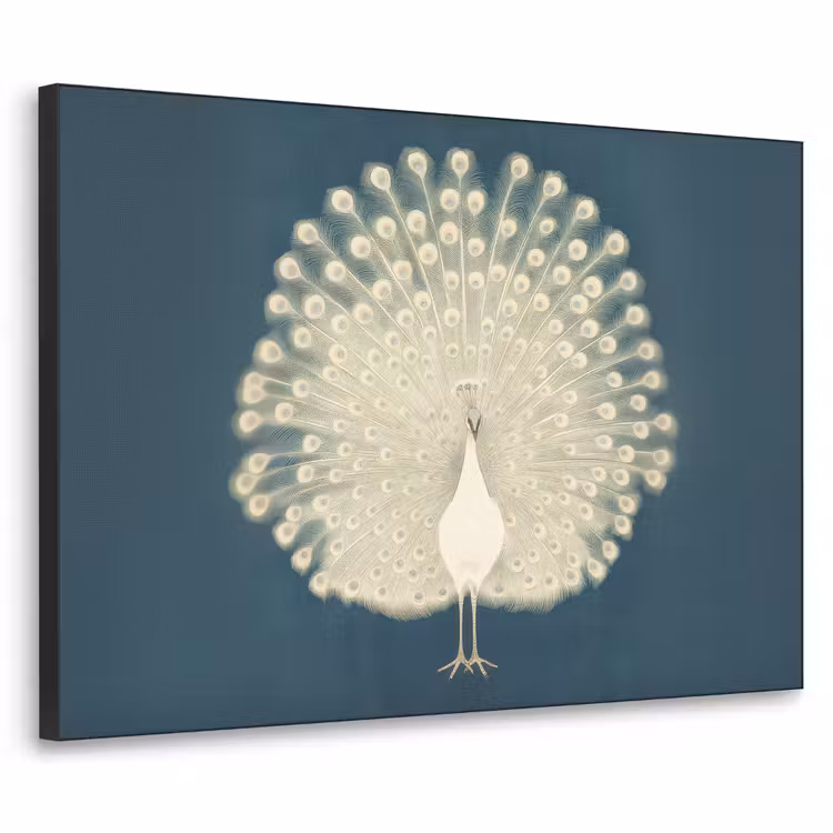 Vogel - Blauw - Vintage Textielframe - compleet frame klein -3d
