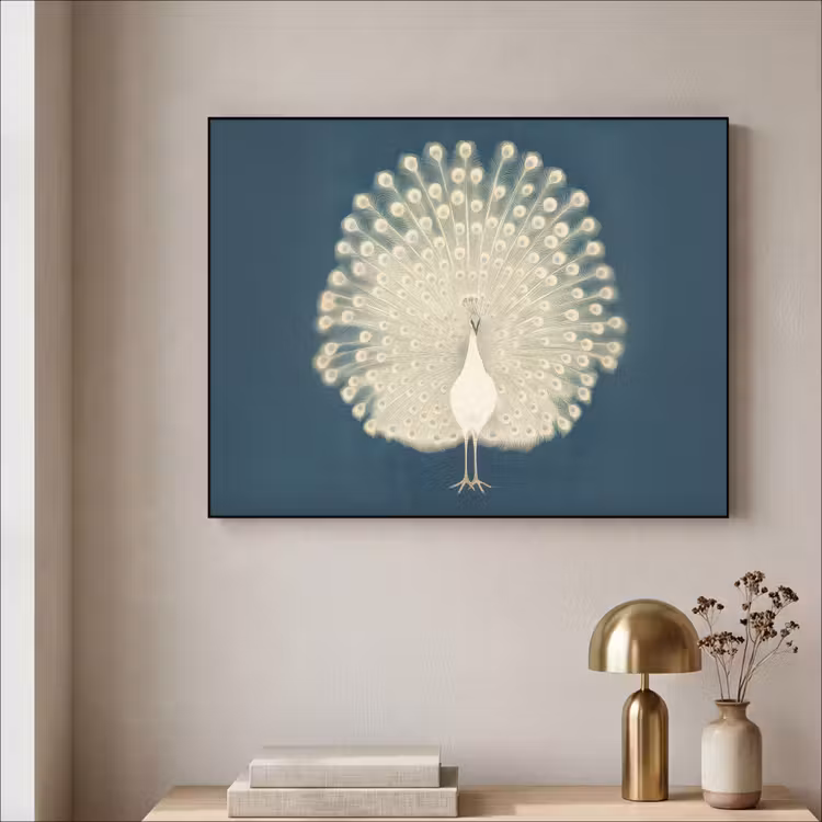 Vogel - Blauw - Vintage Textielframe - compleet frame klein -sfeer2