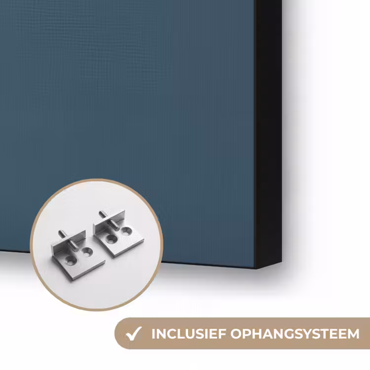 Vogel - Blauw - Vintage Textielframe zwart klein -USP_ophangsysteemNL