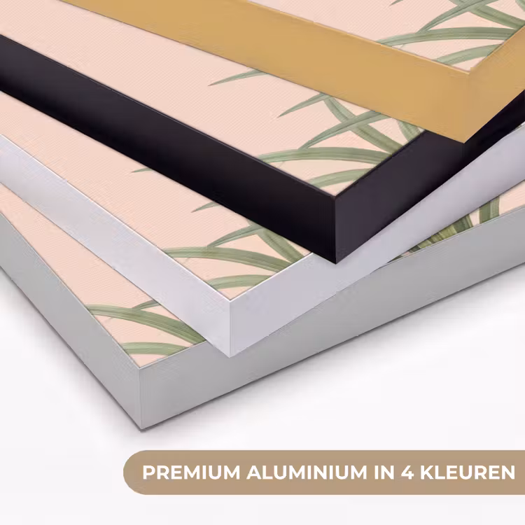 Vogel - Bloem - Natuur - Roze Textielframe zwart klein -USP_kleurenNL