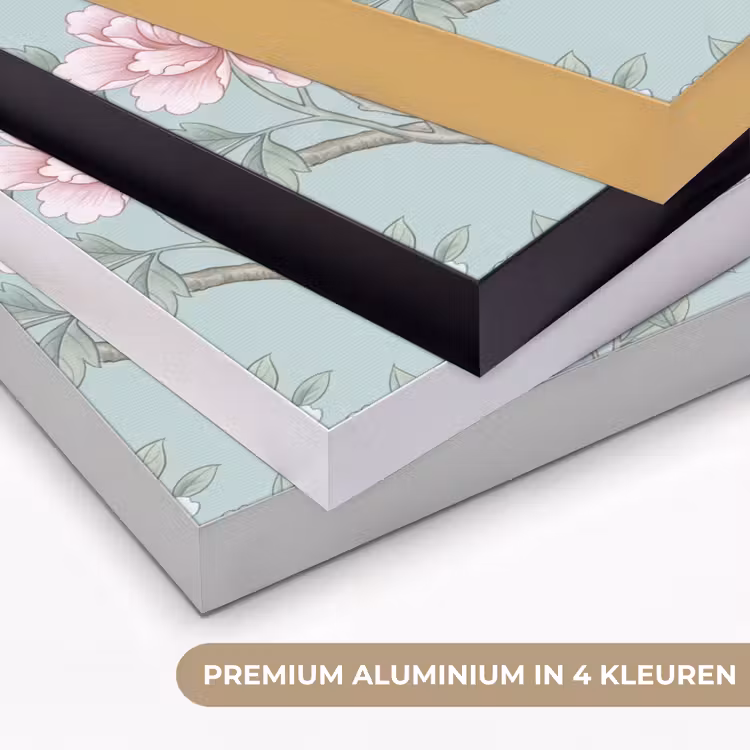 Vogel - Bloemen - Kleurrijk Textielframe zwart klein -USP_kleurenNL