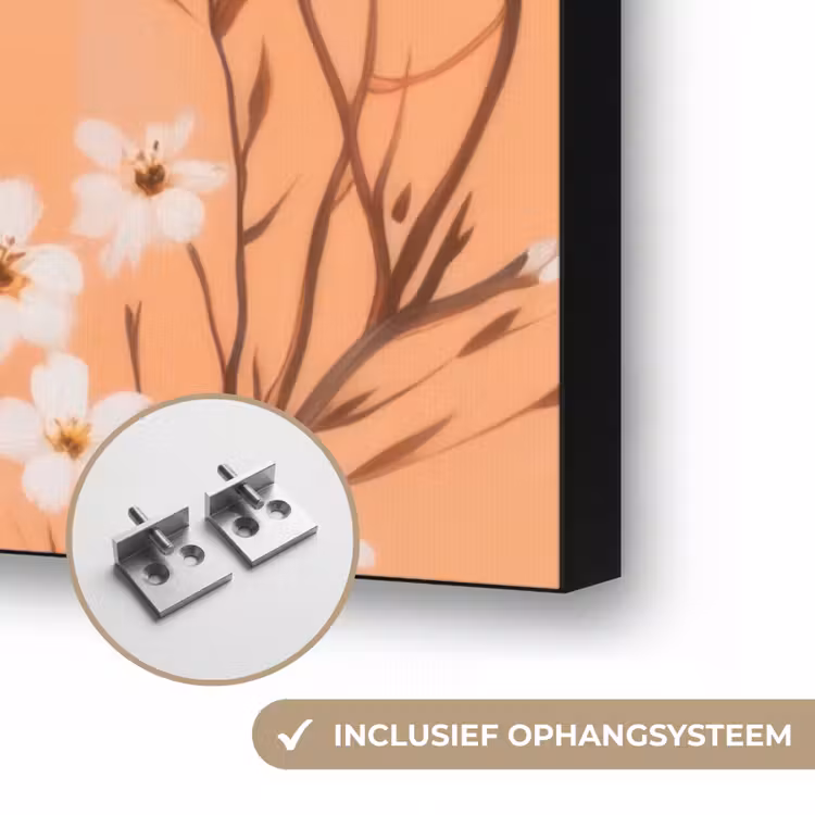 Vogel - Bloesemtakken - Warm - Kleurrijk Textielframe zwart klein -USP_ophangsysteemNL