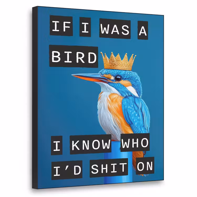 Vogel - Decoratie - Ijsvogel - Blauw Textielframe - compleet frame klein -3d