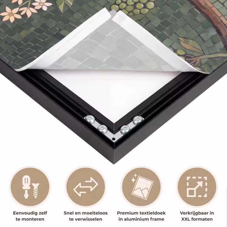 Vogel - Dier - Jungle - Mozaïek - Natuur Textielframe zwart klein -USP_closeupNL