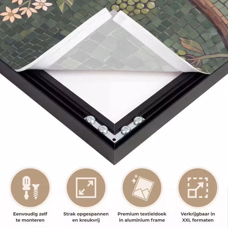 Vogel - Dier - Jungle - Mozaïek - Natuur Textielframe zwart klein -USP_feed_closeupNL